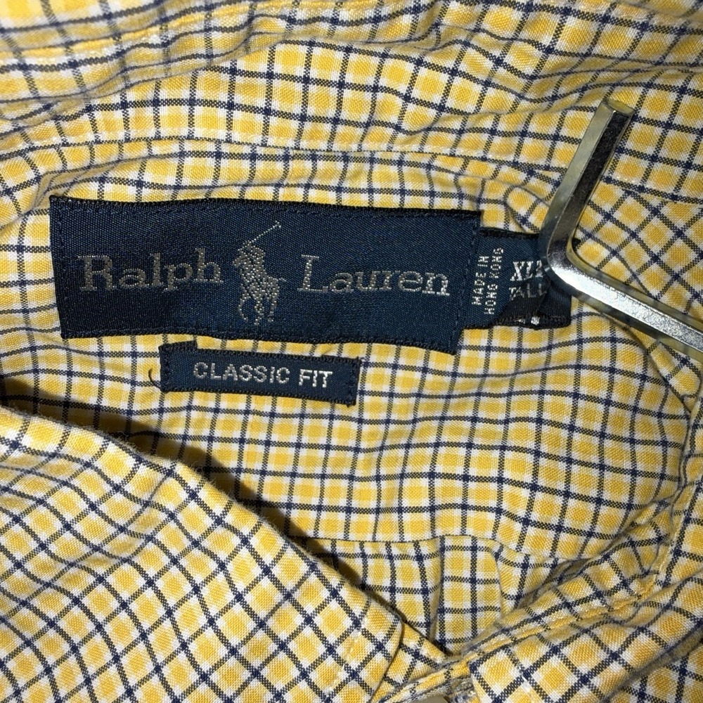 Polo Ralph Lauren Short Sleeve Blue‎ Yellow Plaid Button Down XLT Tall Classic - Picture 7 of 9